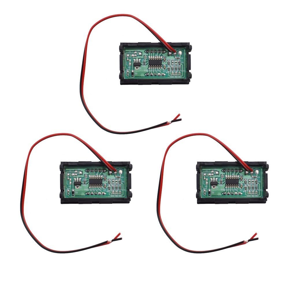 ya 16 10.20 baidi 3-Digit Voltage Display Panel for Motorcycles, Featuring 3 LEDs and a DC 4.5-30V Output.