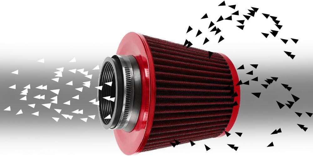 ya 13 9.15 baidi 3 76mm High Flow Inlet Cleaner Dry Filter Cold Air Intake Cone Replacement Red