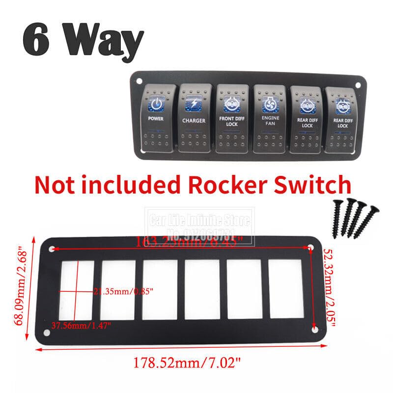 ya 6 8.24 baidi 3pcs Aluminum 6 Gang Carling ARB Rocker Switch Dash Mount Holder Housing Panel
