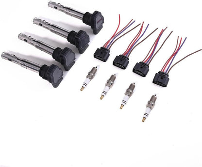 ya 9 10.24 4* Ignition Coil &Spark Plugs Kit for VW Amarok for Golf for Passat CC for Audi A4 A6
