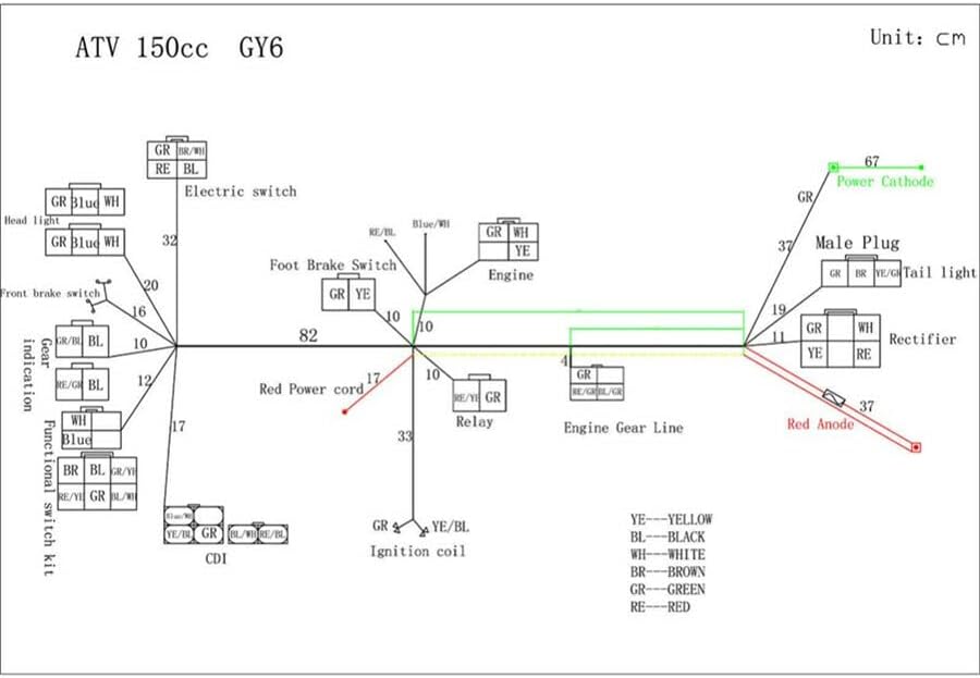 ya 4 8.24 baidi Motorcycle stator CDI coil electric wiring harness wire loom assembly 125-2