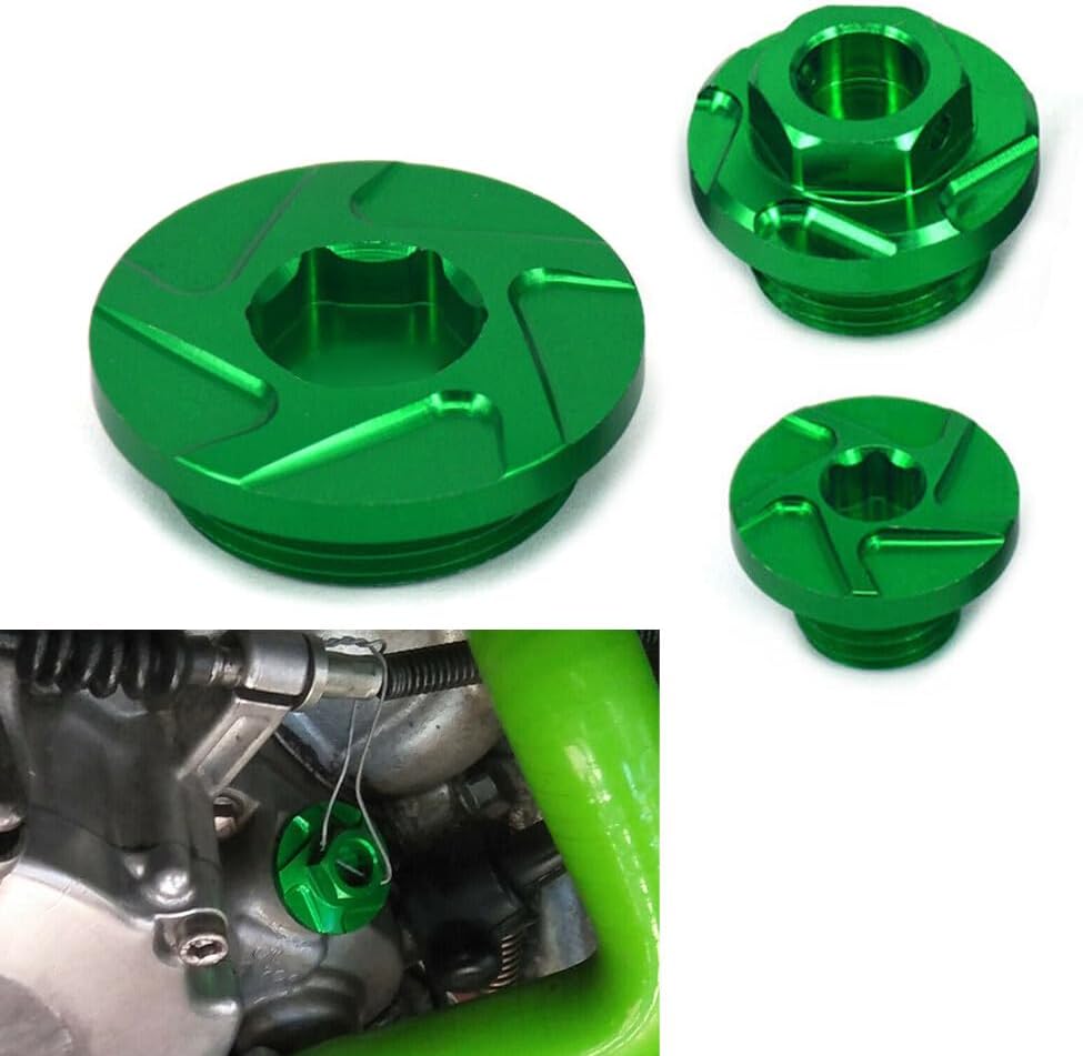 ya 2 8.15 Engine Timing Oil Filter Plugs CNC for Kawasaki KX250F KX450F KLX450R Green USA