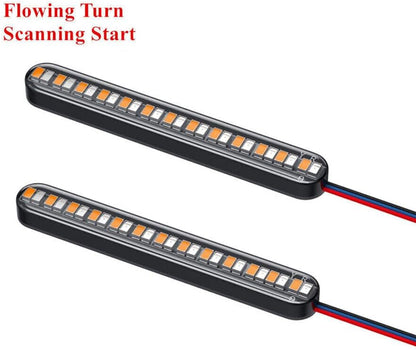 ya 23 10.7 baidi 2 x Dual Color Motorcycle Flowing Turn Signal Rear Brake License Plate Light Bar