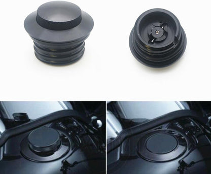 ya 9 10.24 Black Flush Pop Up Reservoir Vented Fuel Tank Gas Cap for Harley Dyna 1982-2010
