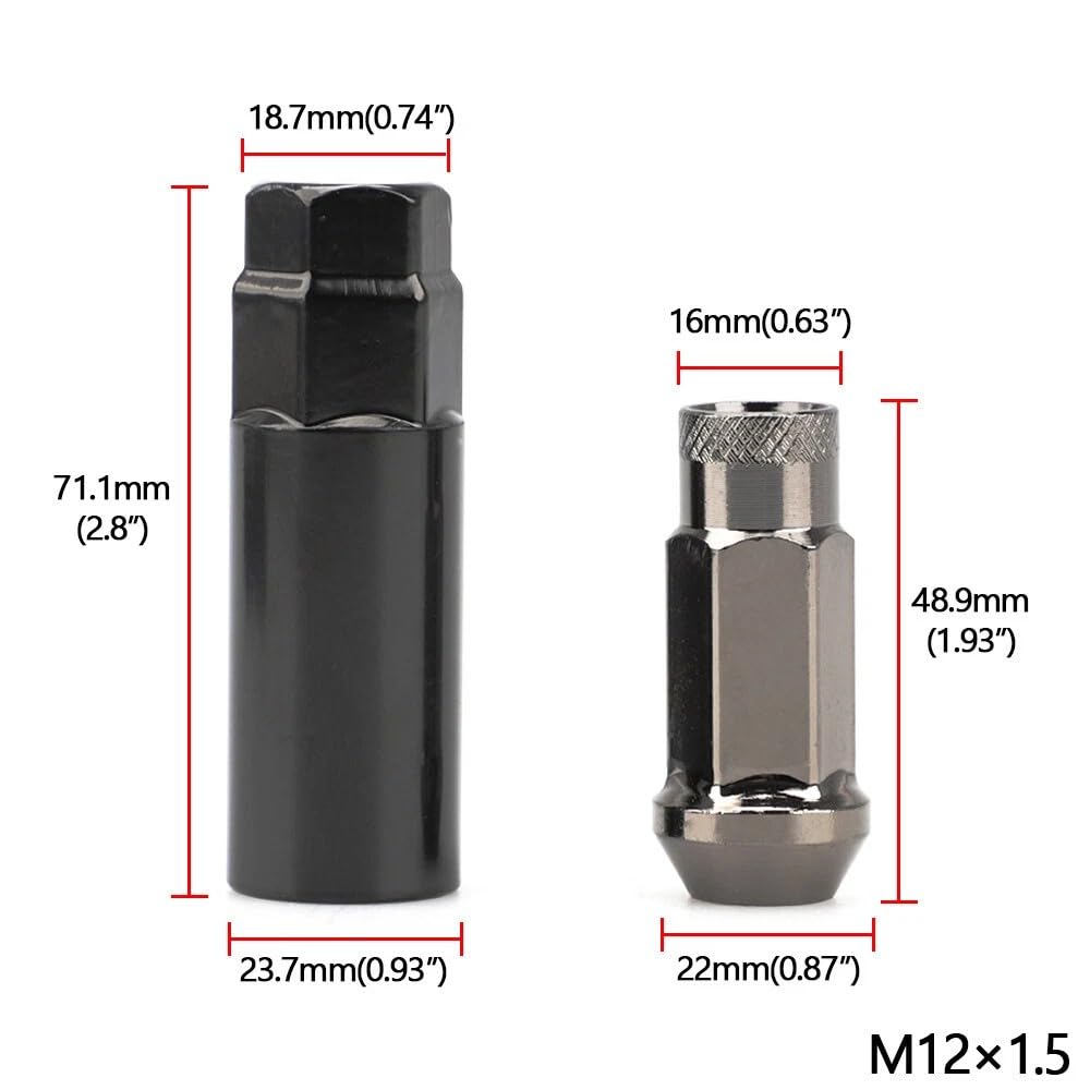 ya 10 9.16 baidi 20Pcs M12x1.5 Car 48mm Open End Lug Nut Set Steel Wheel Nut Bolt w/Socket Silver