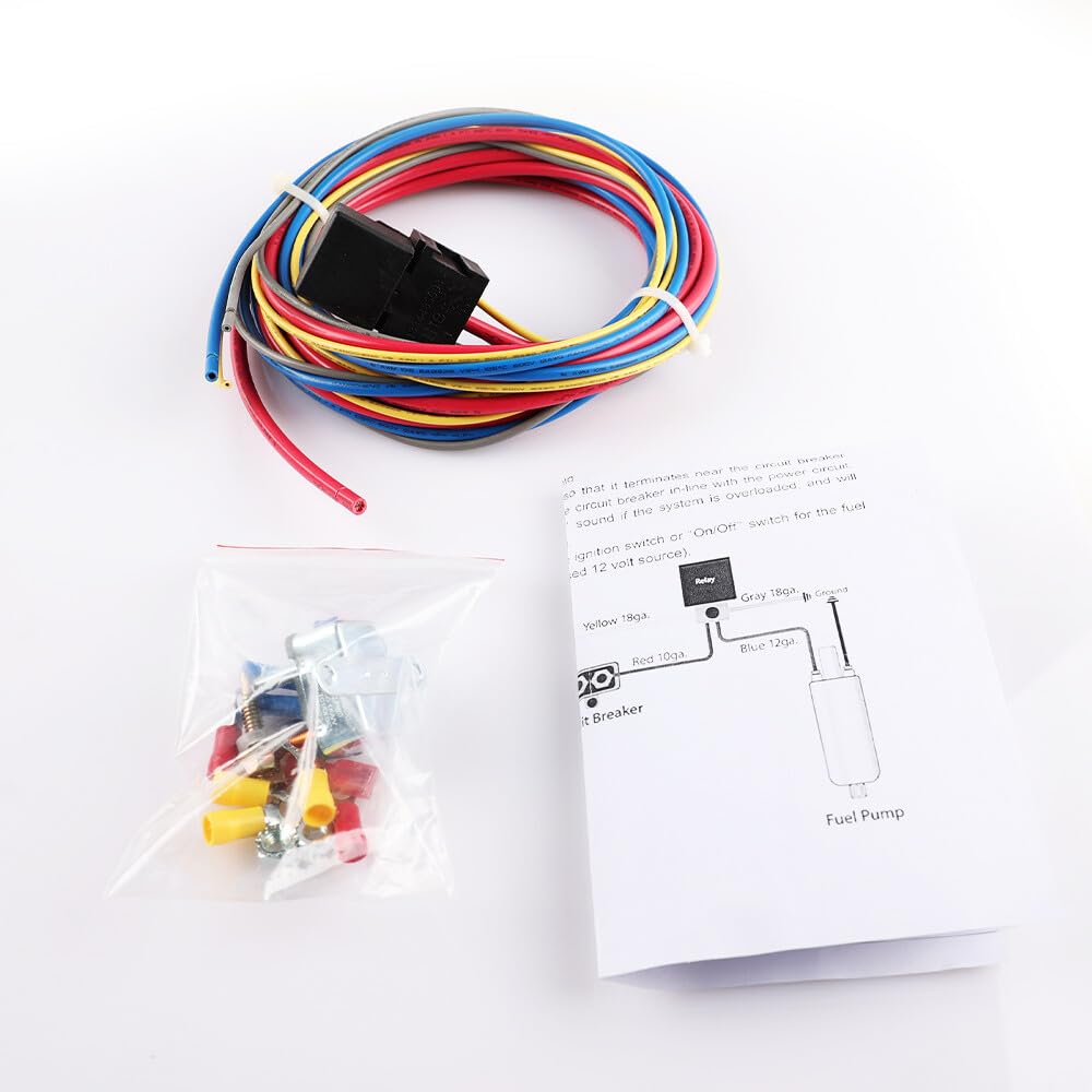 ya 5 8.24 baidi Electric Fuel Pump Relay Kit Fuel Pump Wire Harness Kit for 12V System Universal