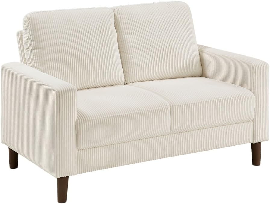 ya 28 10.13 baidi 1pc Solid Wood Modern Contemporary Loveseat - Beige Corduroy Upholstered,Be