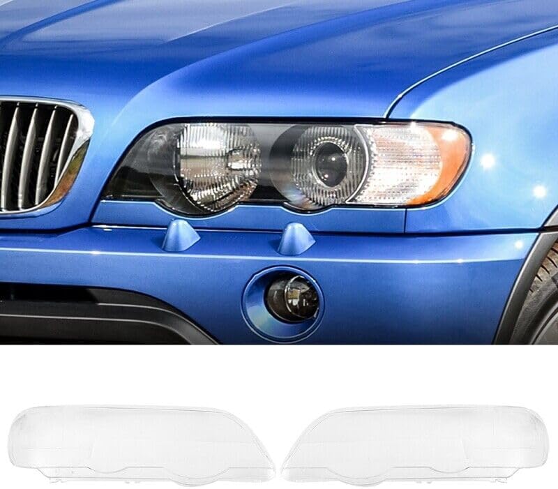 ya 4 8.10 Pair clear headlight glass scatter disc cover for BMW X5 E53 2000-2003
