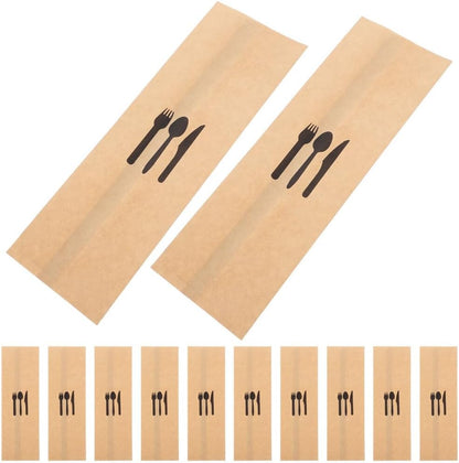 ya 26 10.21 baidi 100pcs Kraft Paper Cutlery Holder Paper Silverware Holder Utensil Holder Pockets
