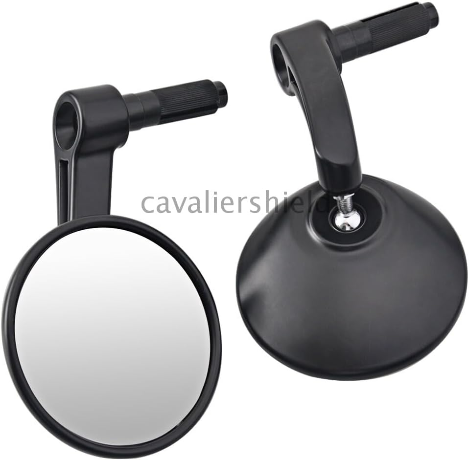 ya 13 9.15 baidi 2Pcs Black 7/8 Motorcycle Round Handle Bar End Rearview Side Mirrors Universal