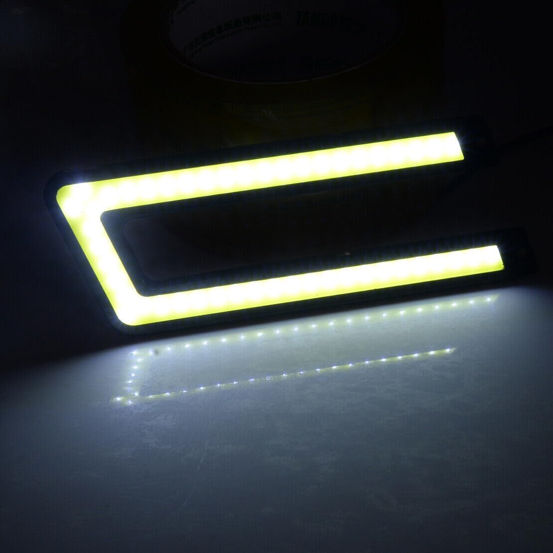 ya 4 8.14 2 x White 6000K COB LED Daytime Running Light DRL Fog Light U Shape Waterproof @