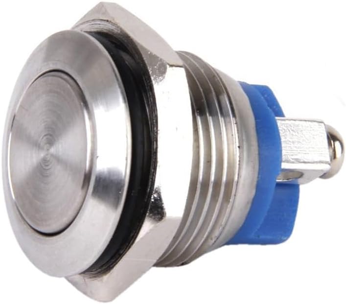 ya 13 9.15 baidi 16mm Momentary Push Button Horn for Doorbell Boat Car Waterproof Metal (Silver)