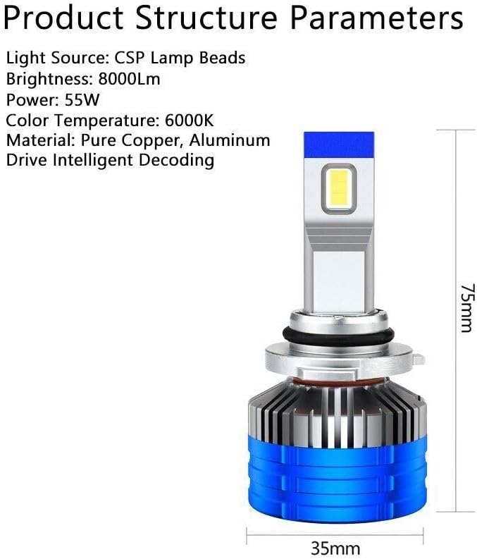 ya 3 8.24 baidi 2Pcs 9006 LED Headlight Kit Bulbs 6000K Driving Light Fog Lights Bright Car