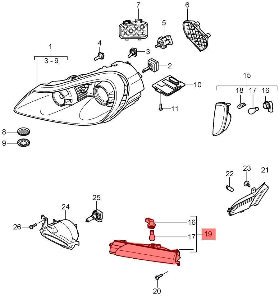 ya 4 8.24 baidi Right Passenger Turn Signal Light Fits 2008-2010 for Porsche Cayenne 957 Turbo 