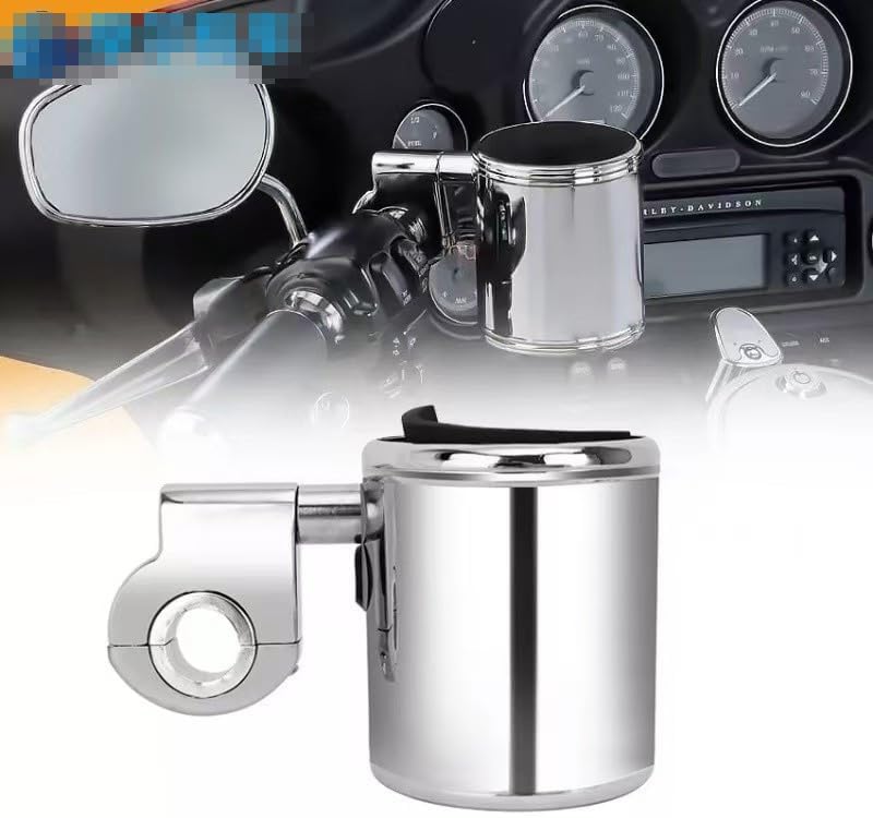 ya 4 8.14 Motorcycle cup holder handlebar beverage bottle holder chrome alloy suitable for Harley Universal