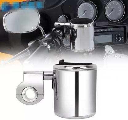 ya 4 8.14 Motorcycle cup holder handlebar beverage bottle holder chrome alloy suitable for Harley Universal