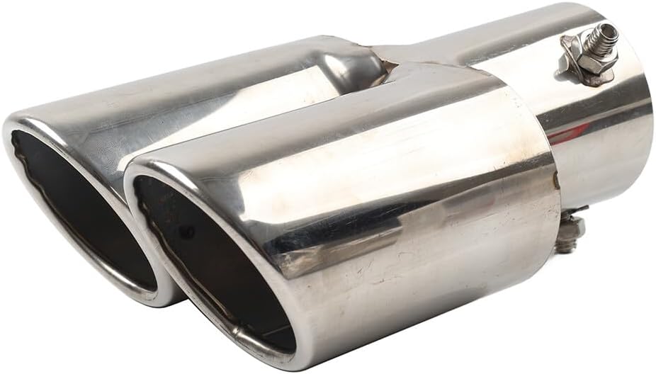 ya 6 8.14 Car Steel Rear Dual Pipe Tail Muffler Tip Square Accessories Universal