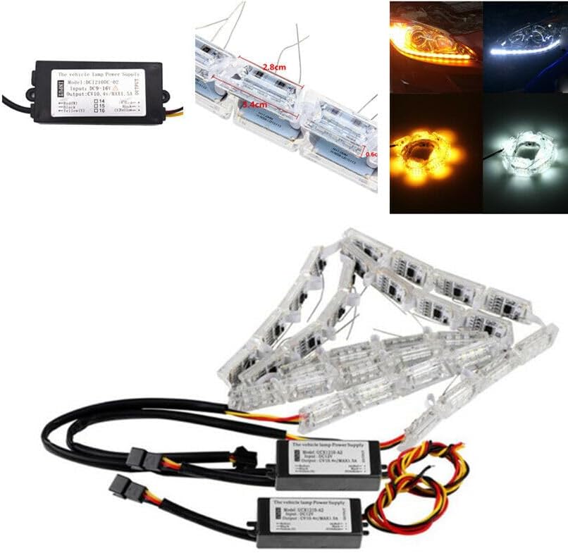 ya 4 8.8 Car Flexible Switchback LED Light Headlight Sequential Flasher DRL Turn Signal