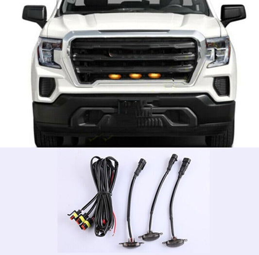 ya 4 8.10 for GMC Sierra 1500 2016-2021 Front Grille LED Light Raptor Style Grill Cover 3X