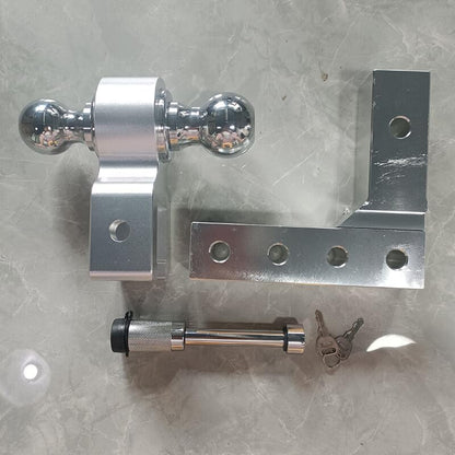 ya 4 8.8.2 Silver Adjustable Trailer Hitch with Double Ball Mount fits 2-inch Receiver and 6-inch Drop Hitch