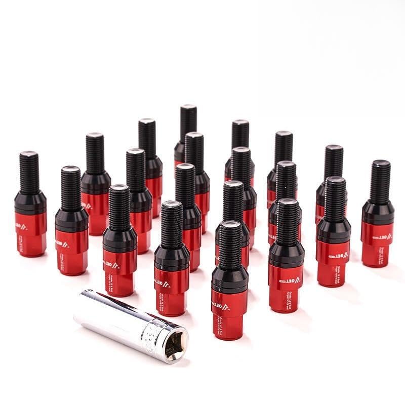 ya 10 9.16 baidi 20x M14x1.5 Wheel Lug Bolt 35mm Shank Cone for SEAT Stud for Most Aftermarket Red