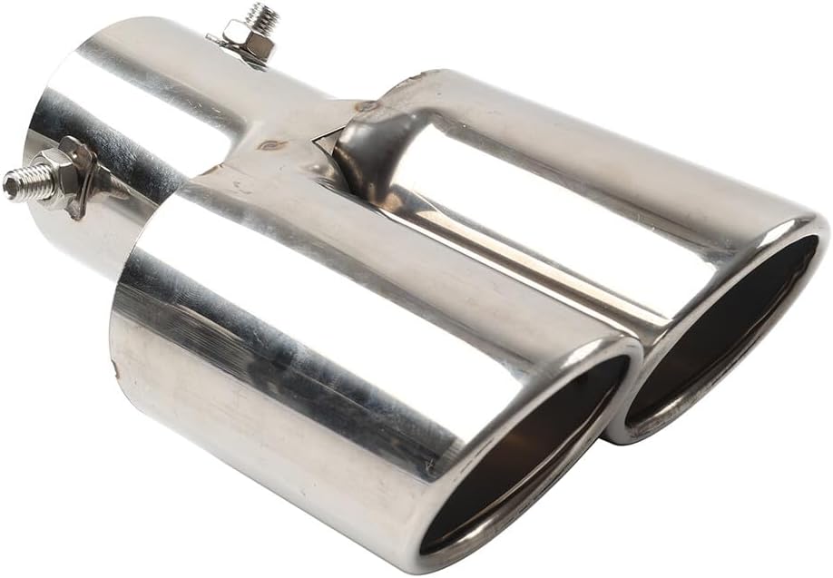 ya 6 8.14 Car Steel Rear Dual Pipe Tail Muffler Tip Square Accessories Universal