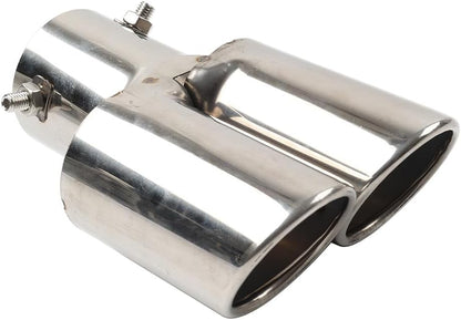 ya 6 8.14 Car Steel Rear Dual Pipe Tail Muffler Tip Square Accessories Universal