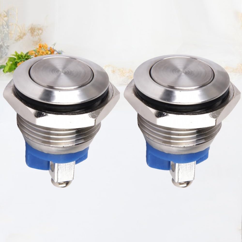 ya 13 9.15 baidi 2Pcs Silver Waterproof 16mm Momentary Push Button Switch for Doorbell