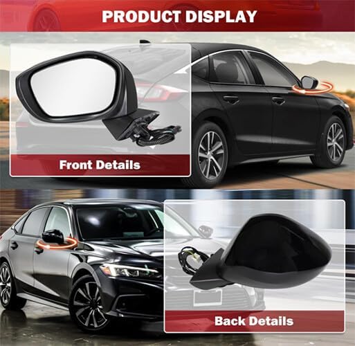 ya 11 9.14 baidi3 Pins Power Adjust Black Mirror Left Driver Side NEW for Honda for Civic 2022 2023