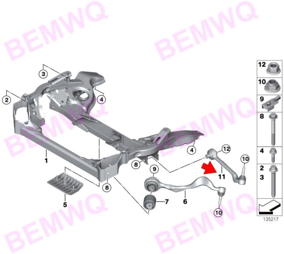 ya 5 8.10 2 Front Lower Control Arm LH + Right Grip for BMW 128i 135i 325i 328i 335i 335d X1 Neq