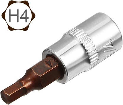 ya 14 9.20 baidi 2pcs 1/4 Drive x H4 4mm Hex Bit Socket S2 Steel Bits CR-V Sockets 1.5 Length-1