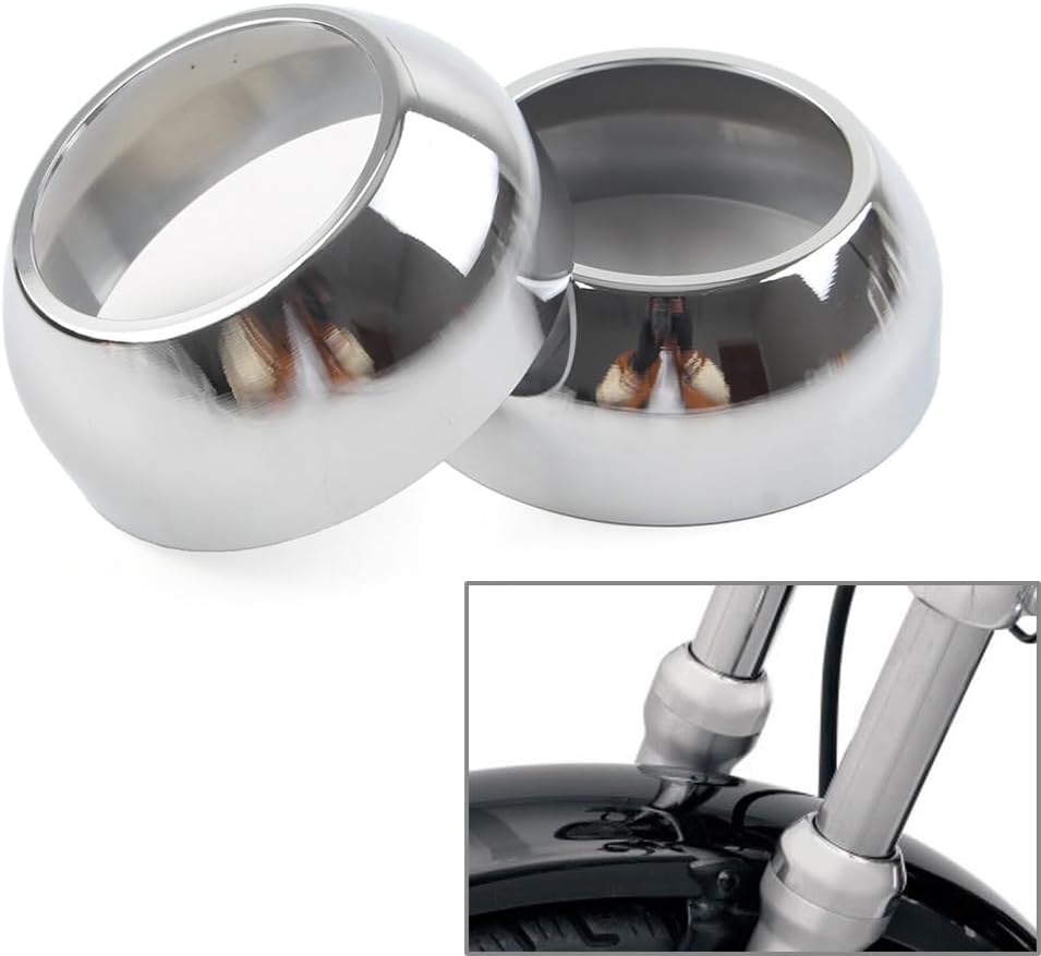 ya 6 8.14 2pcs Front Fork Boot Cap Covers 39mm Chrome for Harley Sportster Dyna FXR FXD