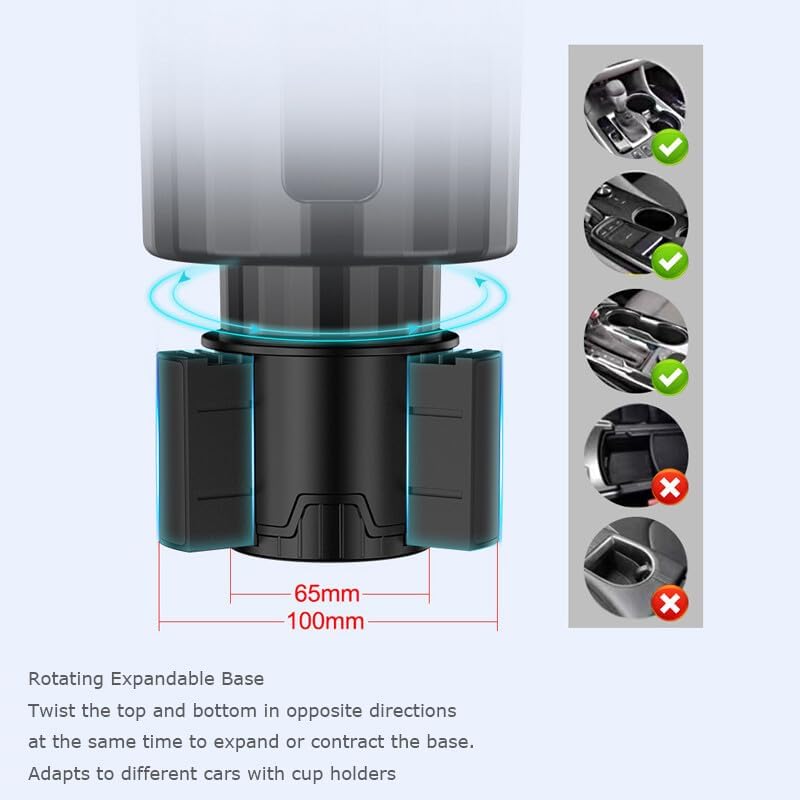 ya 6 8.24 baidi 1-Pack Car Cup Holder Extender Adapter Universal for Large Bottles and Mugs Black