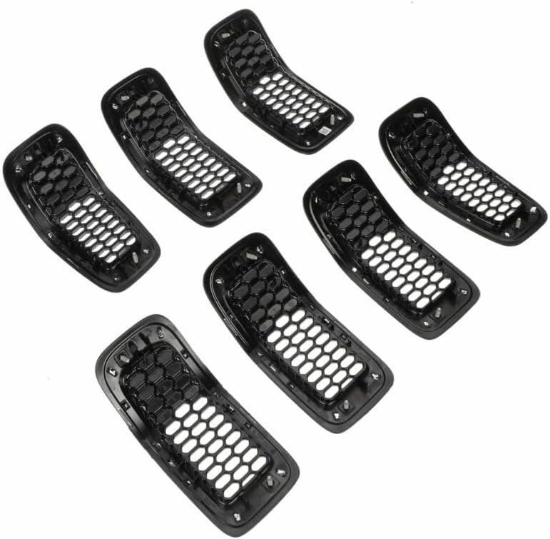 ya 2 8.15 7-piece Front Grille Insertion kit Chrome Black Suitable for 2014-2018 for Jeep Cherokee O