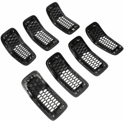 ya 2 8.15 7-piece Front Grille Insertion kit Chrome Black Suitable for 2014-2018 for Jeep Cherokee O