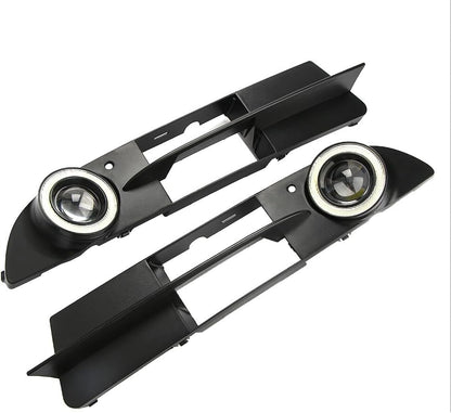 ya 7 8.24 baidi Front Fog Lights Angel eyes Lamp + Fog Lights Grille Cover Set for BMW E60 E61