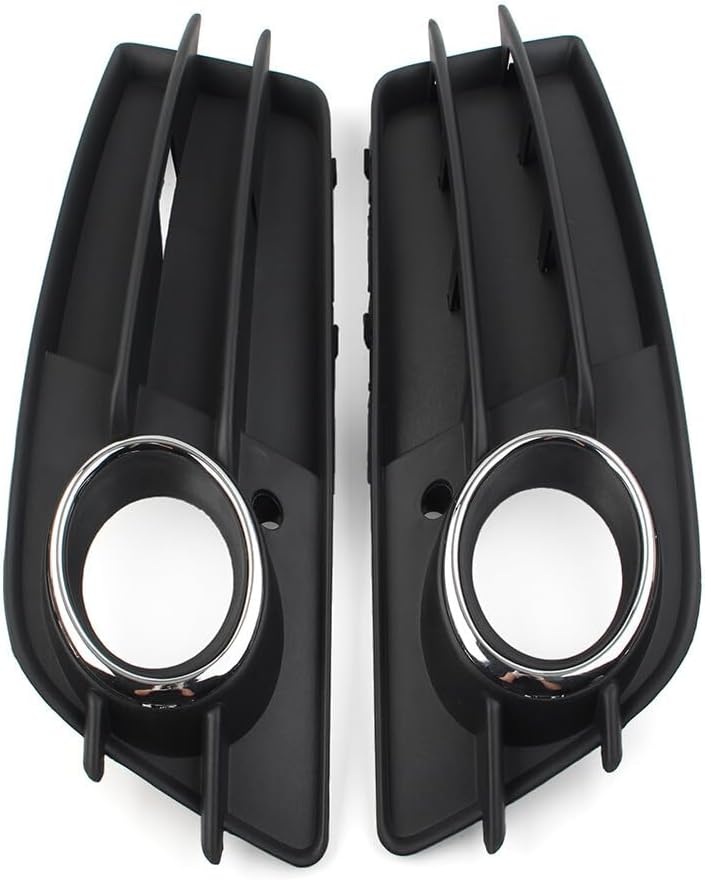 ya 9 10.24 Front Bumper Fog Light Grille Cover W/Chrome Ring for Audi A4 B8 S4 2008-12 cl