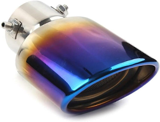 ya 14 9.20 zhengce Car Blue Stainless Steel Rear Pipe Tail Muffler Tailpipe Tip Universal-1
