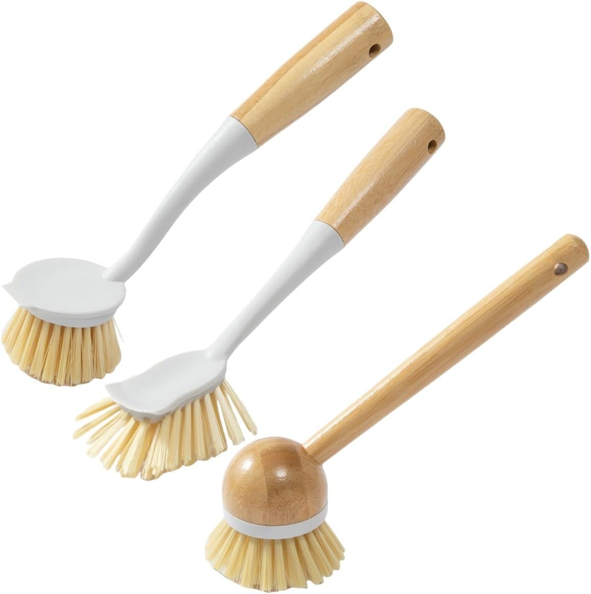 ya 14 9.20 baidi Kitchen Cleaning Brushes Set 3 Pcs Wooden Long Handle Pot Brushes with Scraper-1