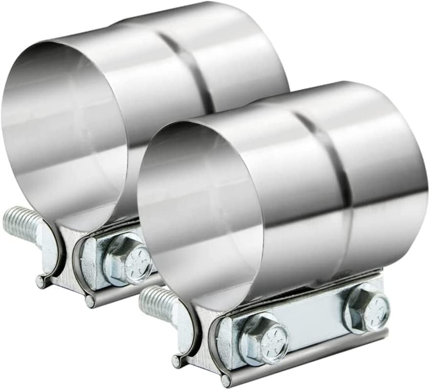 ya 5 8.24 baidi 2 Pack 2.5 Inch Butt Joint Exhaust Band Clamp Muffler Coupler Stainless Steel 
