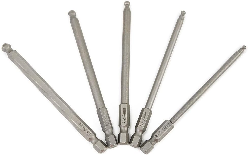 ya 26 10.21 baidi Essential 5pcs Long Magnetic Screwdriver Drill Bits with Ball End Hexagon Head