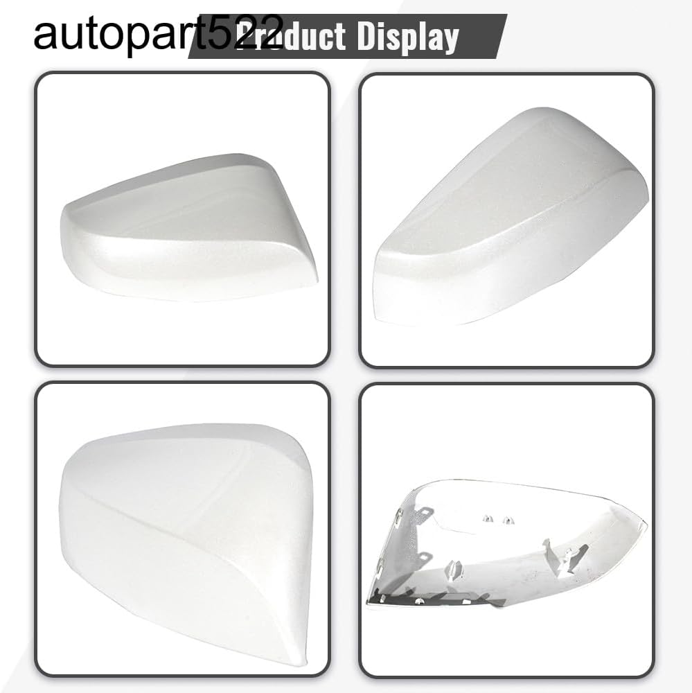 ya 11 9.14 baidifor Toyota Tacoma 2016-2021 Pair Pearl White Mirror Cover W/Turn Signal Cutout
