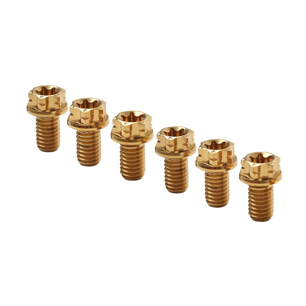 ya 9 10.24 6pcs Bolts Torx Head Flange Screws M6x25mm for Motorcycle Bicycle Gold