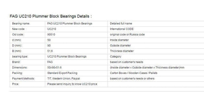 ya 16 10.20 baidi New UC210 Plummer Block Bearing 50x90x51.6 mm #at-