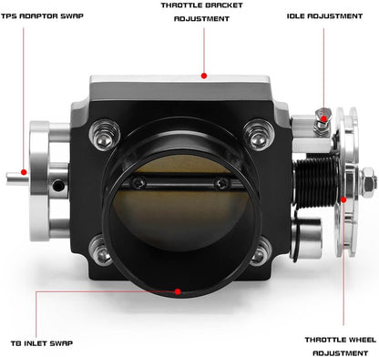 ya 4 8.8.2 Universal 70MM 2.75'' Billet Aluminum High Flow Intake for MAN ifold Throttle Body