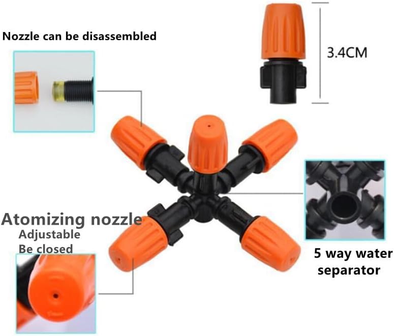 ya 26 10.21 baidi 5-Head Atomization Nozzle 1/2 Mounting Plastic Ganden Water Spray Adopter