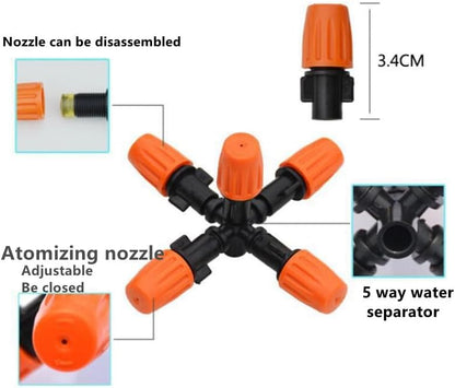 ya 26 10.21 baidi 5-Head Atomization Nozzle 1/2 Mounting Plastic Ganden Water Spray Adopter