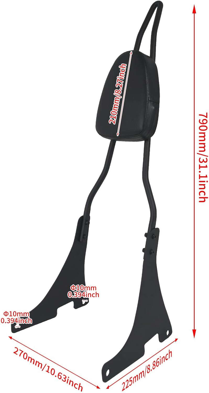ya 6 8.24 baidi Black Passenger Backrest Sissy Bar for Harley Dyna Low Rider Street Bob 06-2017