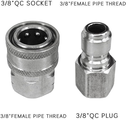 ya 26 10.21 baidi Stainless Steel Pressure Washer Adapter Set/NPT 3/8in Female +Male Quick Connect