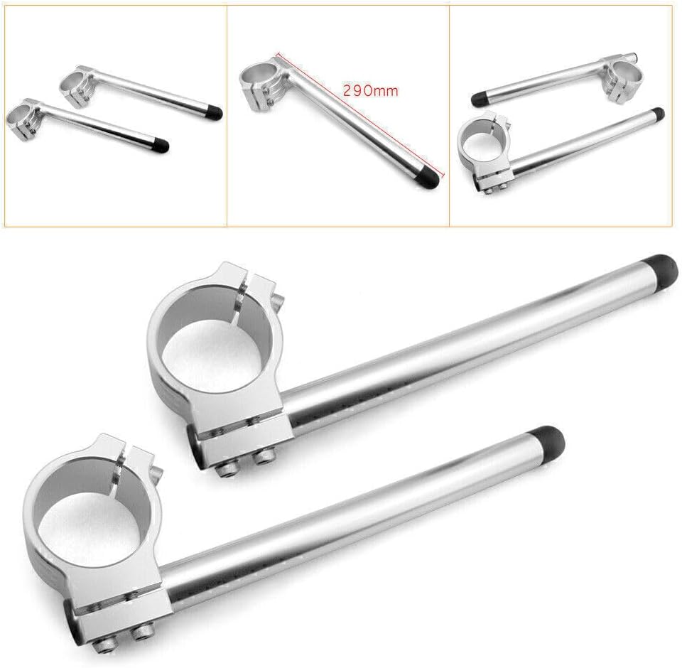ya 4 8.14 for Suzuki GSXR 600 750 Silver Motorcycle Pair CNC 50mm Clip On Ons Handlebars